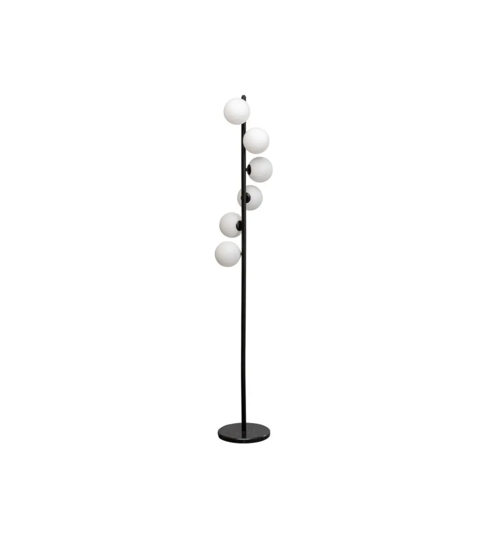 Lampa podłogowa SCALA BALLS 160 cm czarna z mlecznymi kloszami