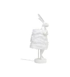 Lampa stołowa ANIMAL RABBIT FUR 68 cm srebrno biała