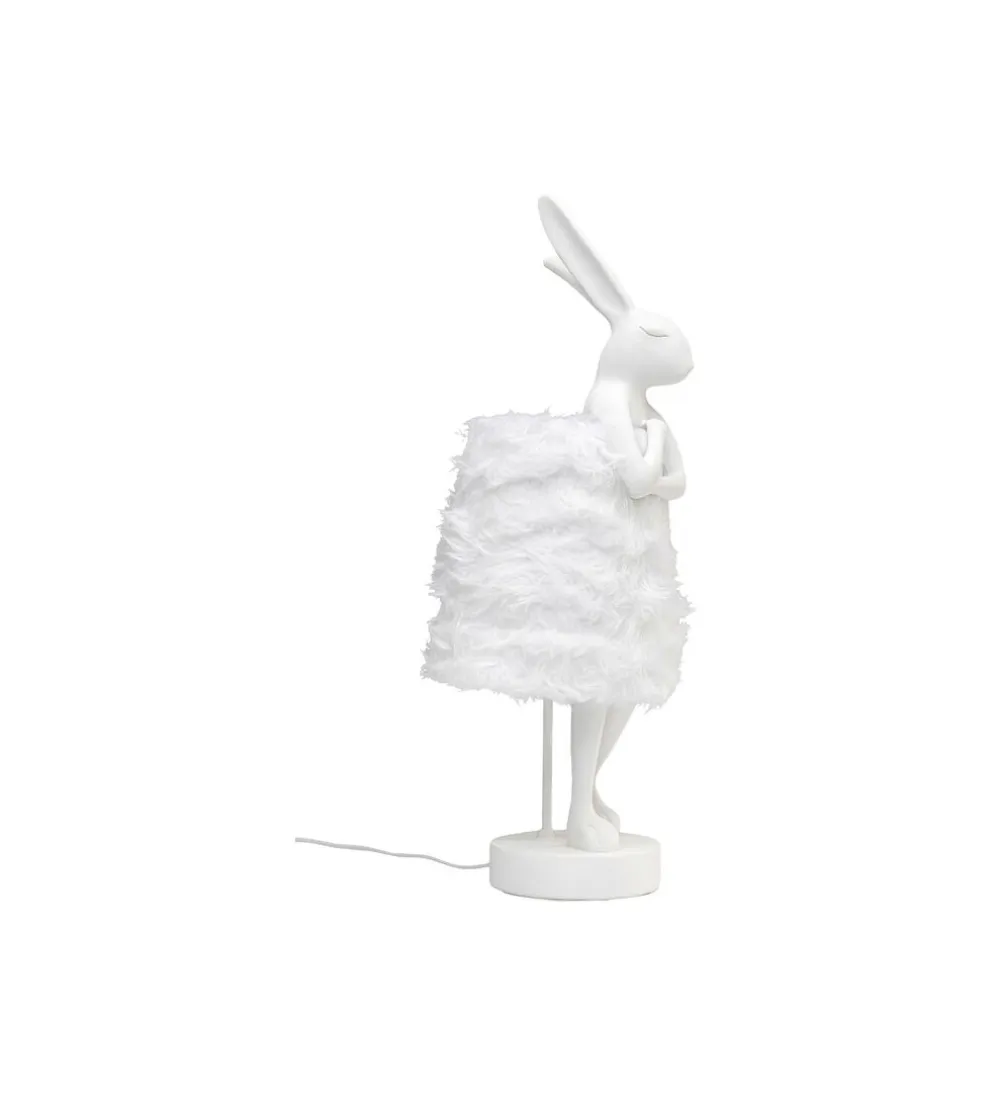 Lampa stołowa ANIMAL RABBIT FUR 68 cm srebrno biała