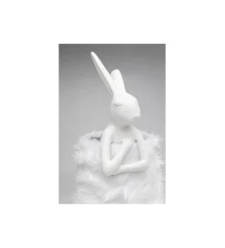 Lampa stołowa ANIMAL RABBIT FUR 68 cm srebrno biała