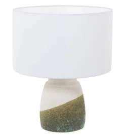 Lampa stołowa BEGAIN 42 cm ceramika zielono beżowa