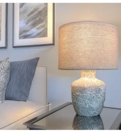 Lampa stołowa DADET 28 cm ceramika antyczna biała