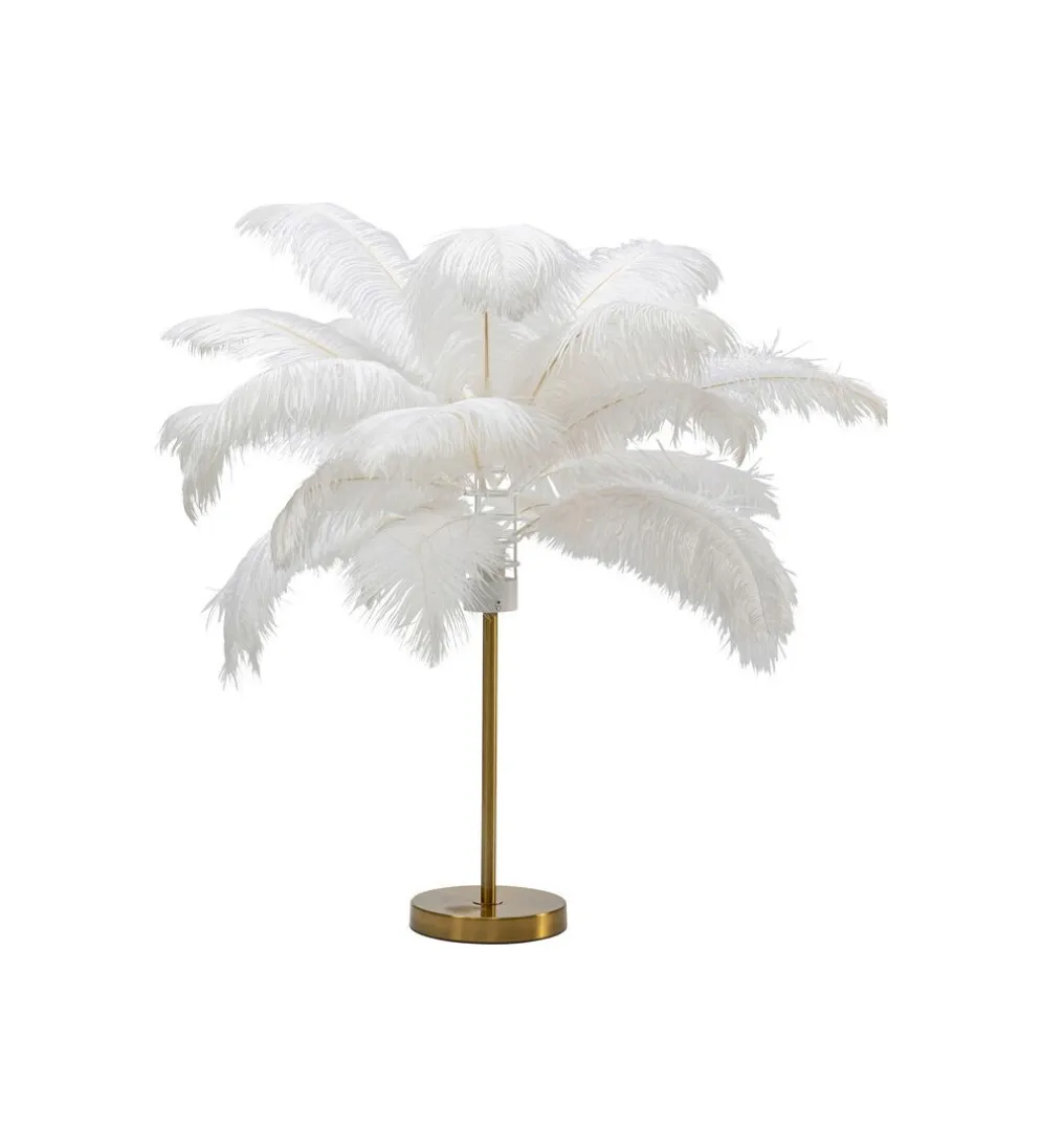 Lampa stołowa FEATHER PALM 60 cm pióra biała