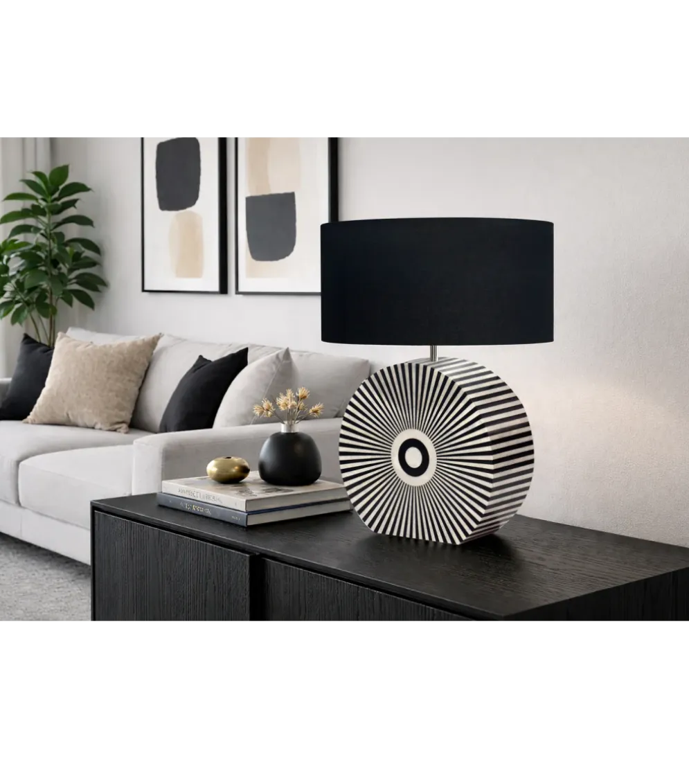 Lampa stołowa HARMONY NATURE 65 cm czarnobiała