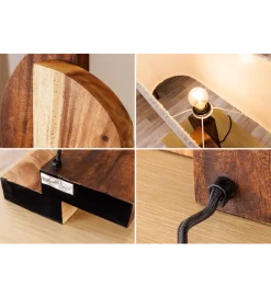 Lampa stołowa LOVERS 60 cm drewno deszczowe boucle