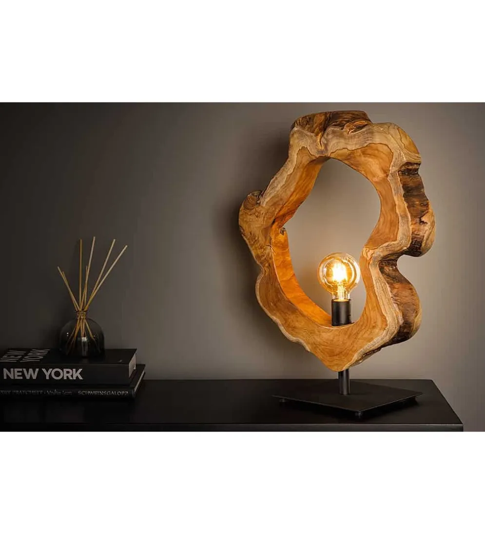 Lampa stołowa MIKO 55 cm drewno teak