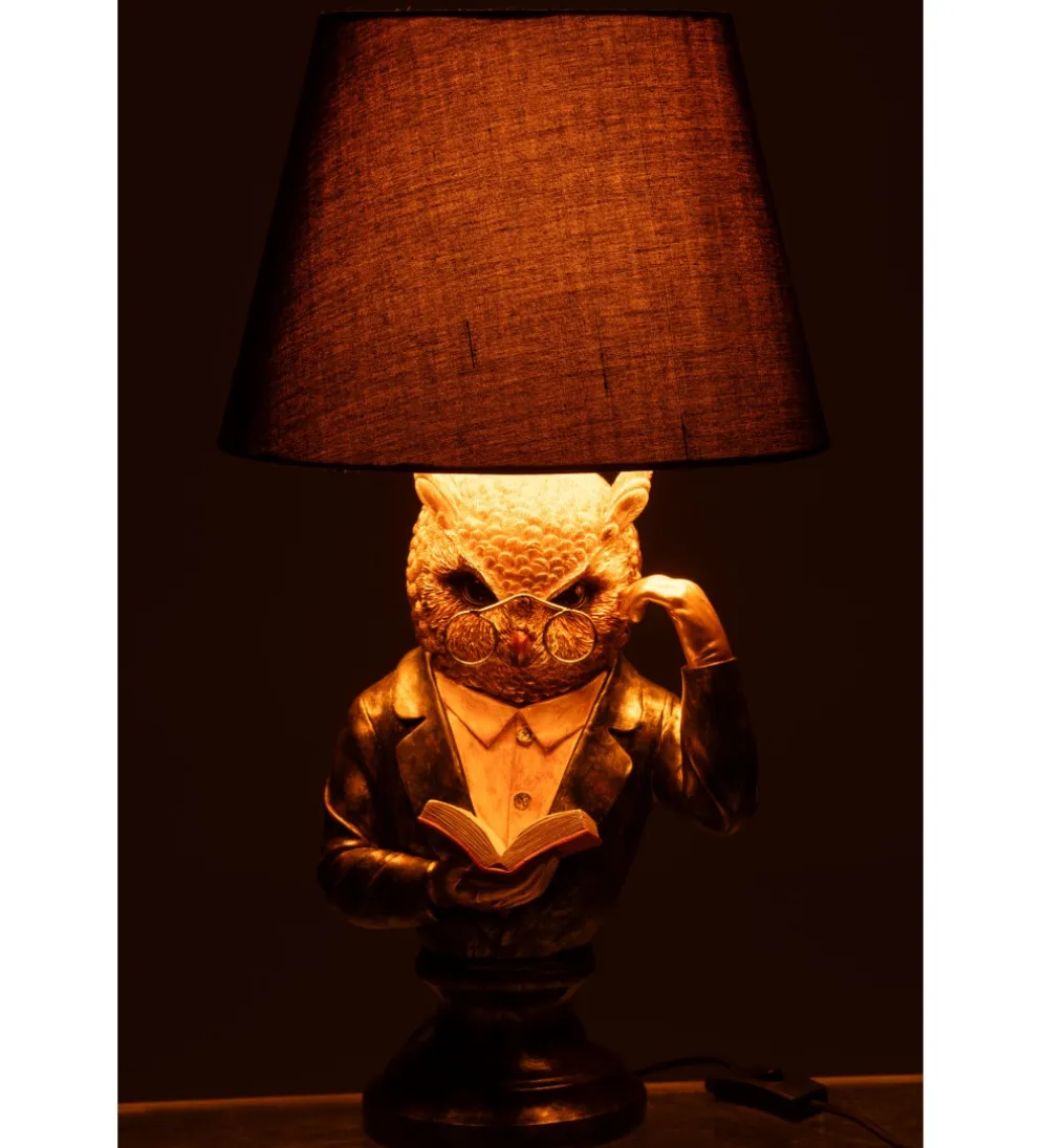 Lampa stołowa OWL SHADE 56 cm złoto antyczny brąz