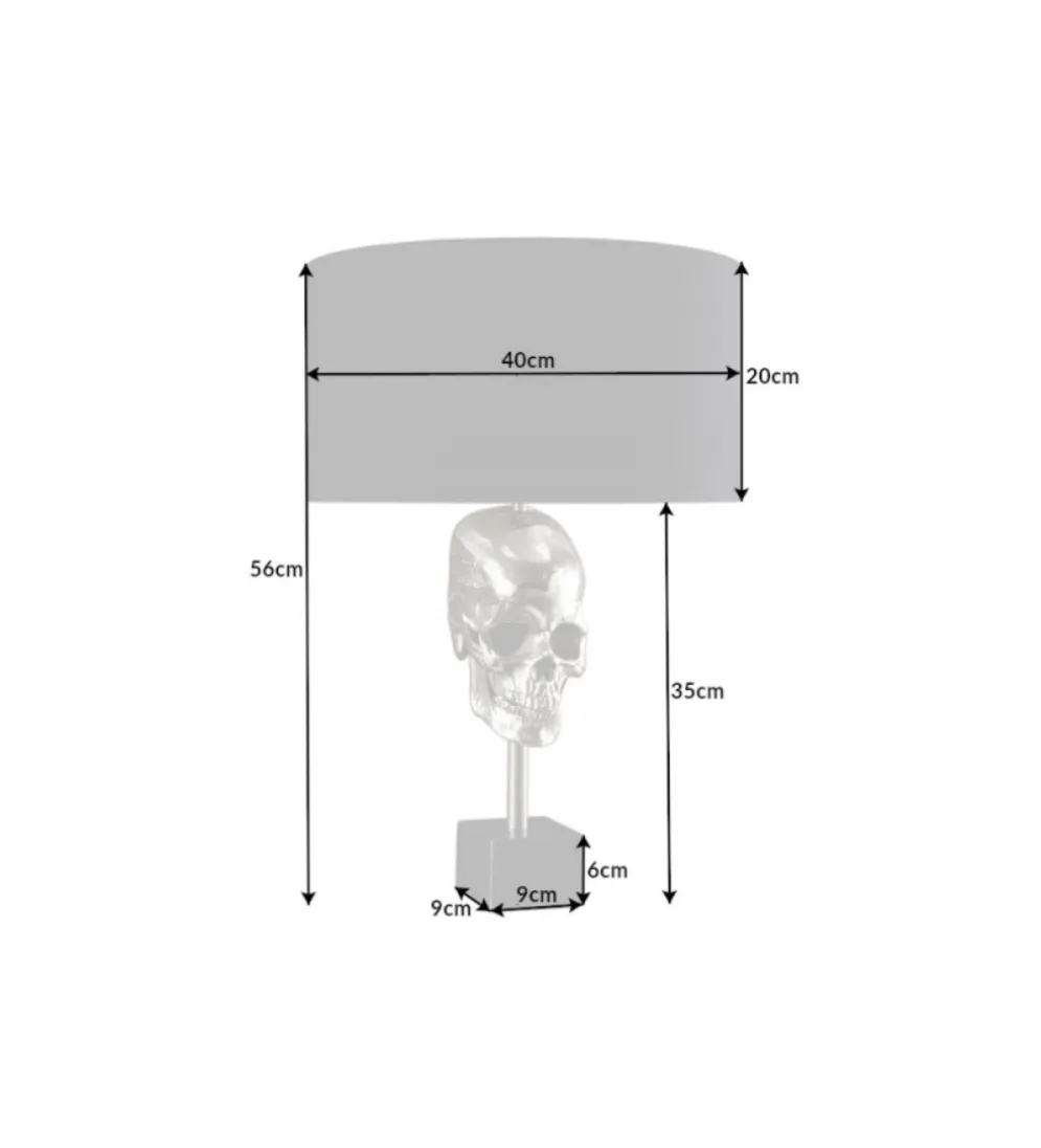 Lampa stołowa SKULL 40 cm srebrna
