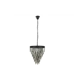 Lampa wisząca CRYSTAL 50 cm czarne szkło pryzmaty szare