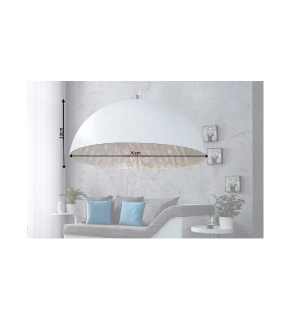 Lampa wisząca Glow biało srebrna 70 cm