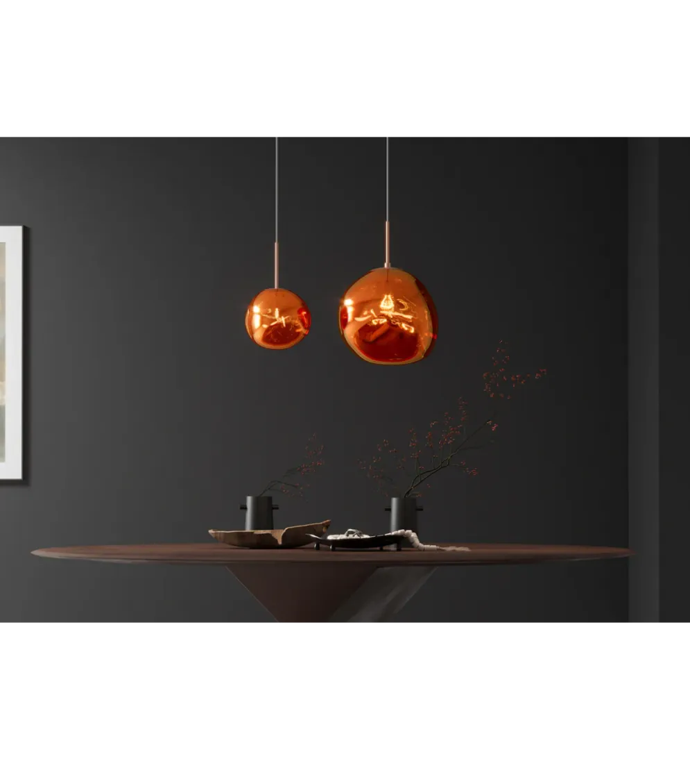 Lampa wisząca LIQUID DIAMOND 20 cm szkło miedź