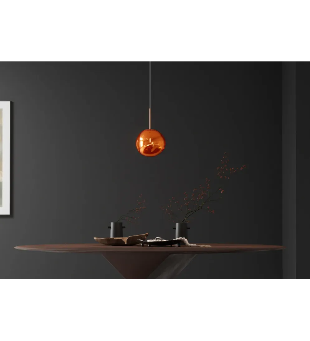 Lampa wisząca LIQUID DIAMOND 20 cm szkło miedź