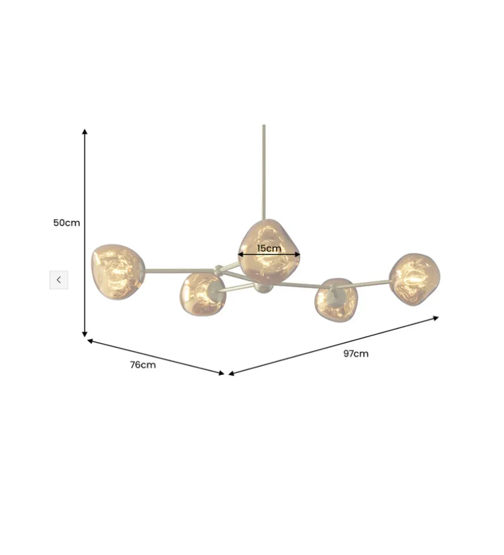 Lampa wisząca LIQUID DIAMOND 5 kloszy szkło złoty