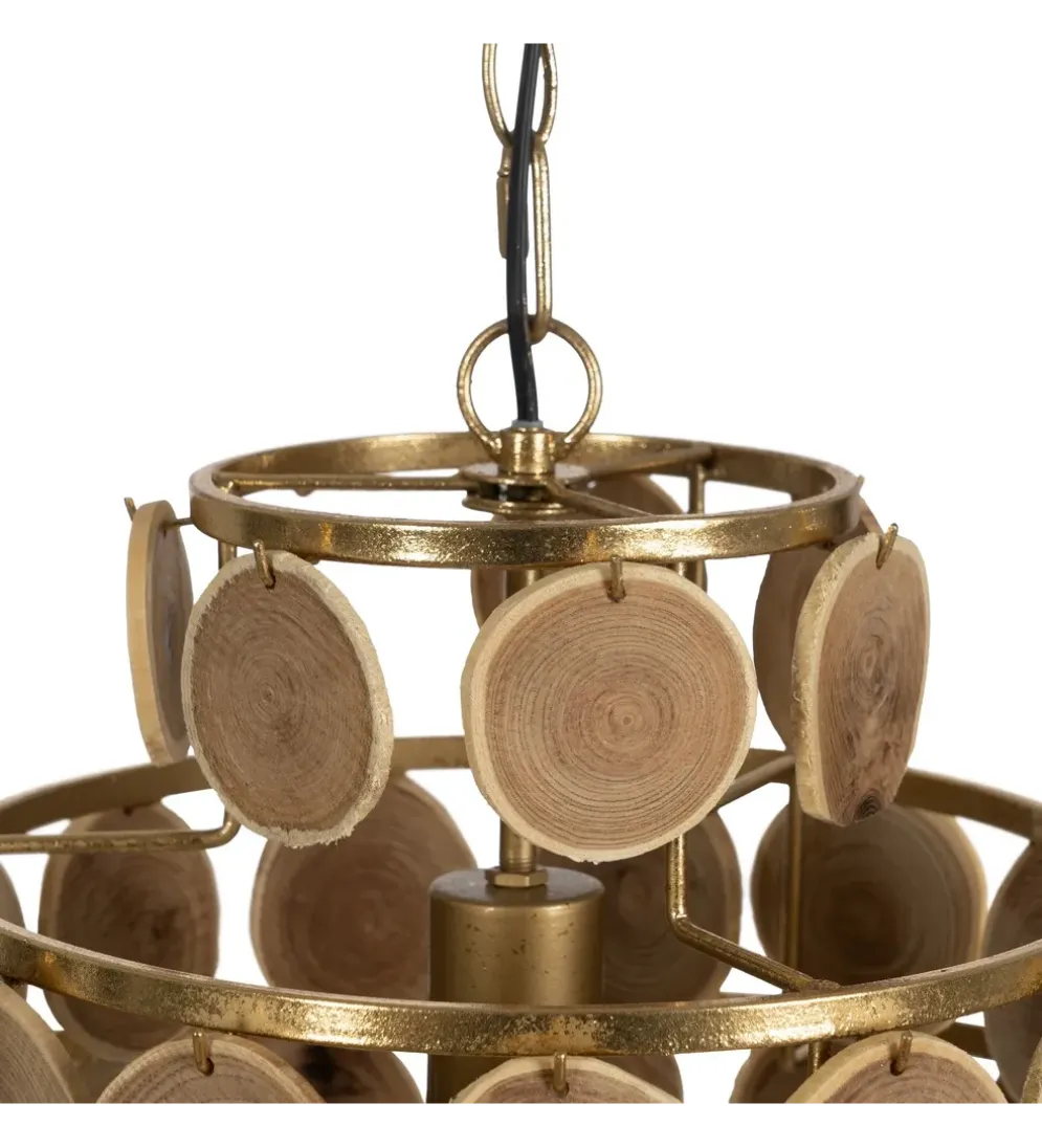 Lampa wisząca PORBELMA 58 cm złota naturalna
