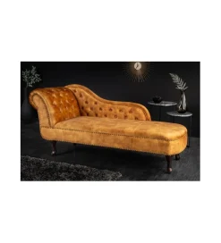 Leżanka Chesterfield BRIGIDA musztardowa