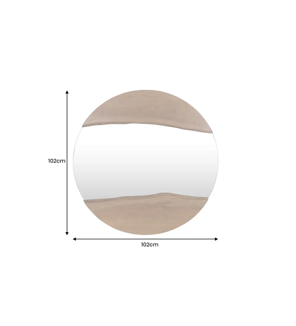 Lustro wiszące MIRROR 100 cm drewno akacja