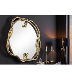 Lustro wiszące SNAKE XL 85 cm złote z elementem dekoracyjnym w kształcie węża