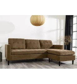 Narożnik STOCKHOLM 220 cm 3-osobowy sztruks jasnobrązowy