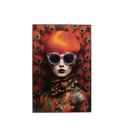 Obraz FANCY RED LADY LED 120 x 80 cm