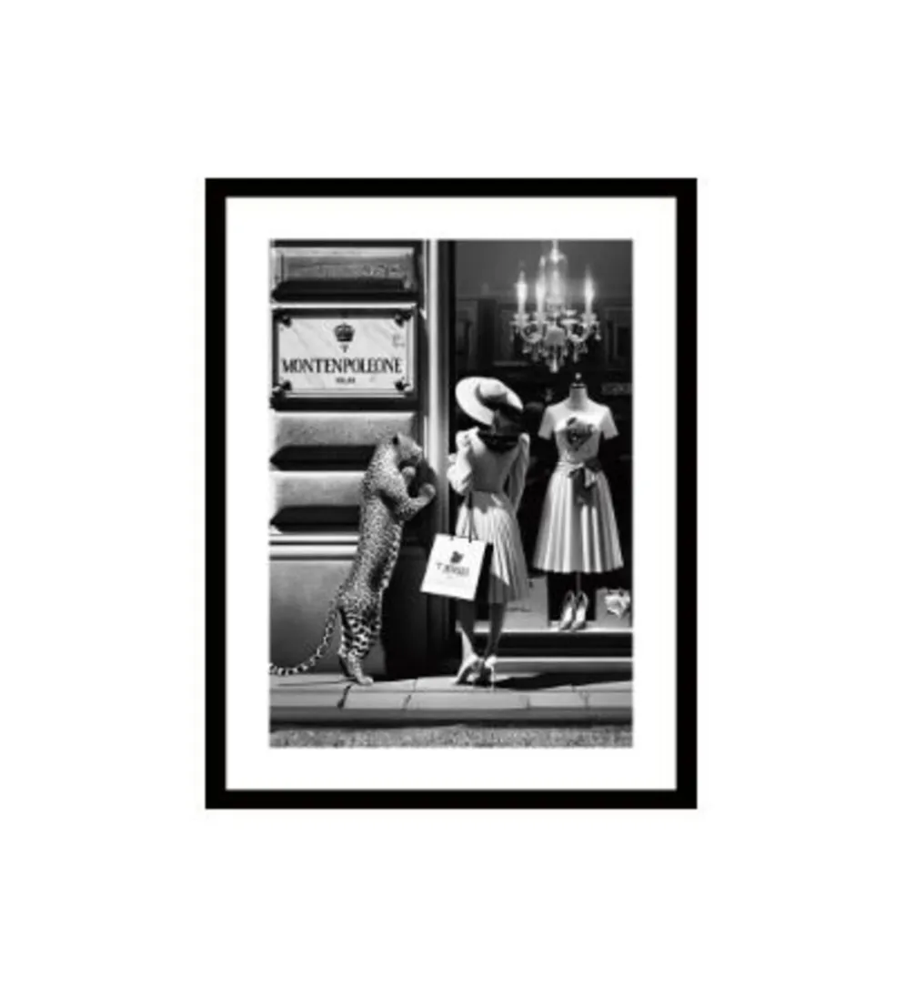 Obraz WINDOW SHOPPING 80 x 120 cm czarno-biały