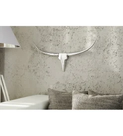 Ozdoba ścienna rogi Bull 75 cm srebrne