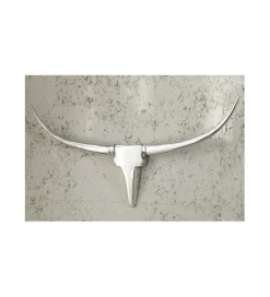 Ozdoba ścienna rogi Bull 75 cm srebrne