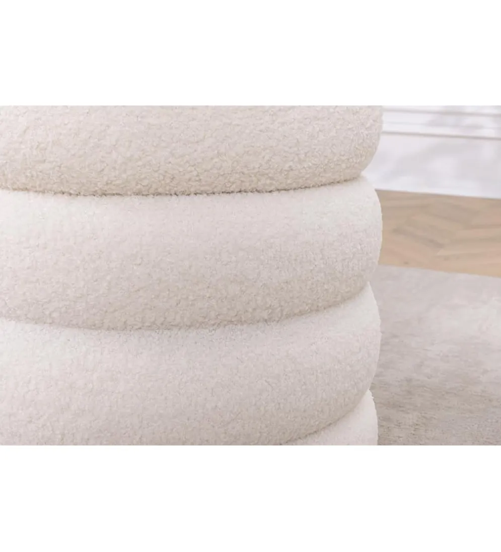 Pufa VOGUE 40 cm z schowkiem boucle biała