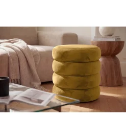Pufa VOGUE 40 cm z schowkiem welwet musztardowa