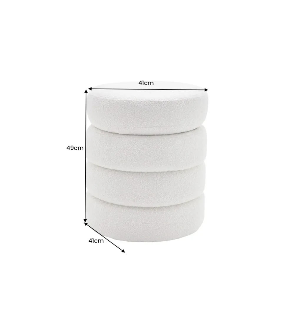 Pufa VOQUE 50 cm z pojemnikiem Bouclé kremowo biała