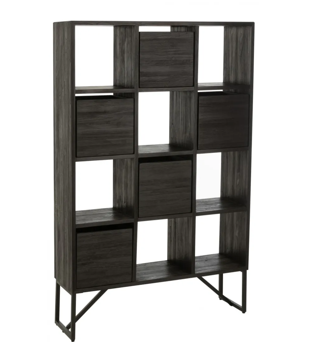 Regał HERTAB 158 cm drewno teak czarny