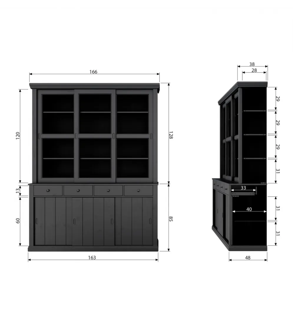 Regał LAGOS 214 cm drewno sosny czarny