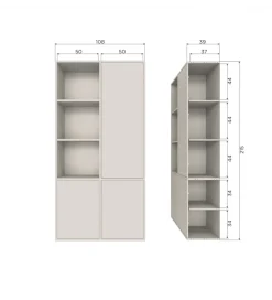 Regał MEGGY 108 cm drewno sosny szary prawostronny