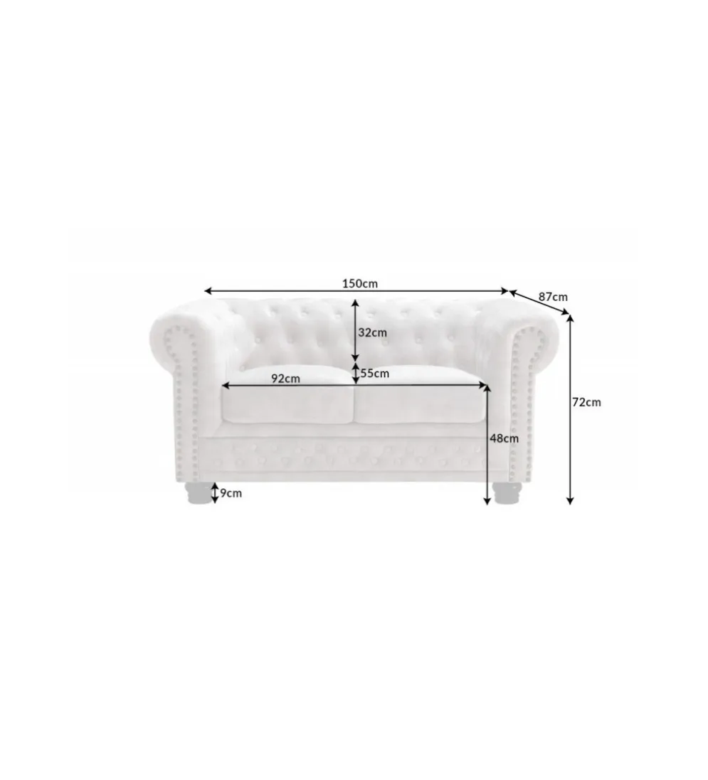 Sofa dwuosobowa ROCHESTER Chesterfield 150 cm beżowa