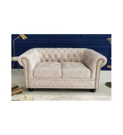 Sofa dwuosobowa ROCHESTER Chesterfield 150 cm beżowa