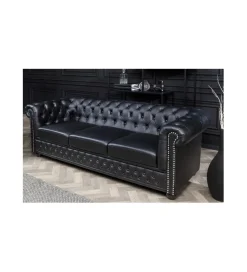 Sofa RONNI Chesterfield 205 cm czarna