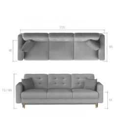 Sofa rozkładana ASGARD 235 cm z funkcją spania