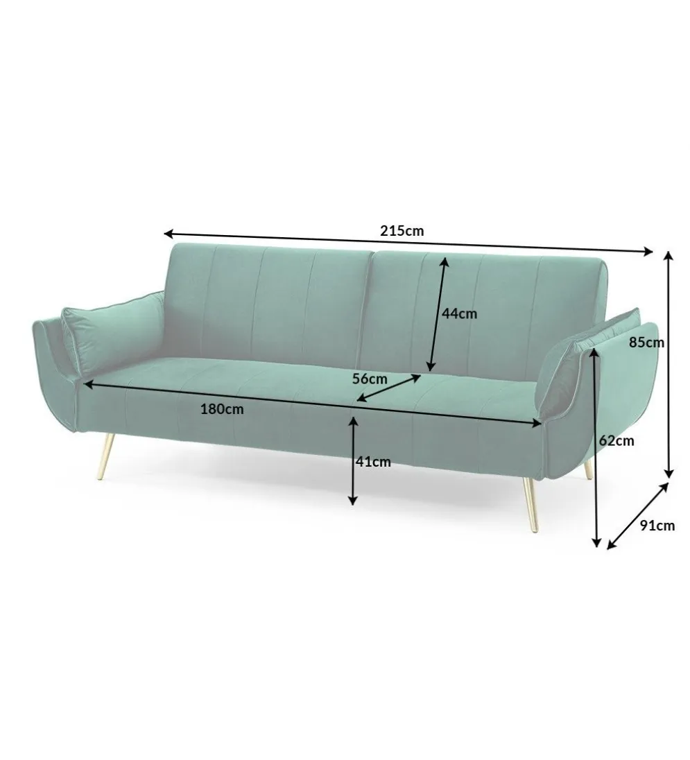 Sofa rozkładana BELLA II 215 cm zielony aksamit Puella