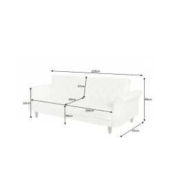 Sofa rozkładana RAYAN 220 cm kremowa