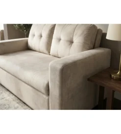 Sofa SMART 140 cm z funkcją spania welwet chmpagne beżowa