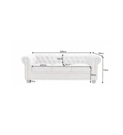 Sofa trzyosobowa ROCHESTER Chesterfield 200 cm beżowa