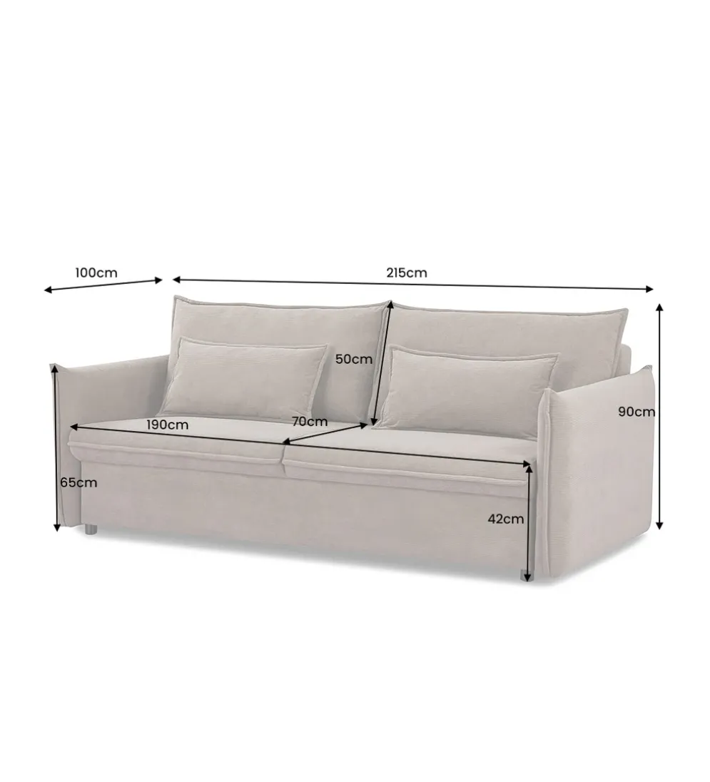 Sofa z funkcją spania APARTMENT 215 cm szara