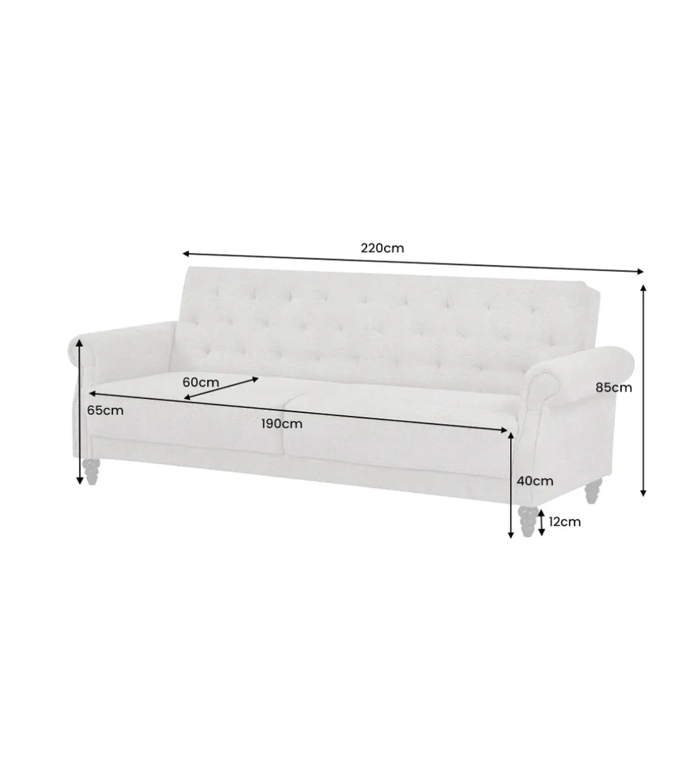 Sofa z funkcją spania MAISON BELLE AFFAIRE 220 cm boucle beżowe