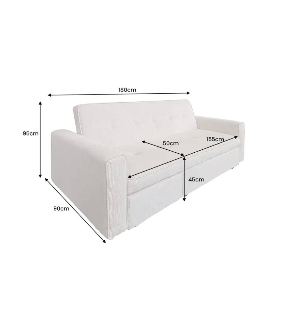 Sofa z funkcją spania SMART 180 cm cord beżowy