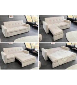 Sofa z funkcją spania SMART 180 cm cord beżowy