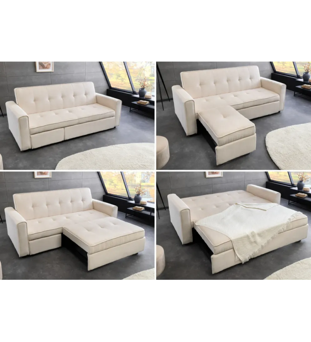 Sofa z funkcją spania SMART 180 cm cord beżowy