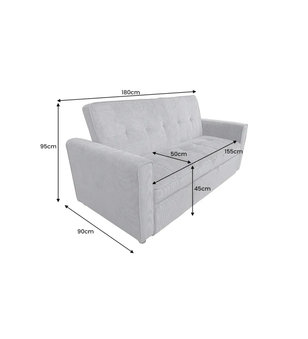 Sofa z funkcją spania SMART 180 cm cord szary