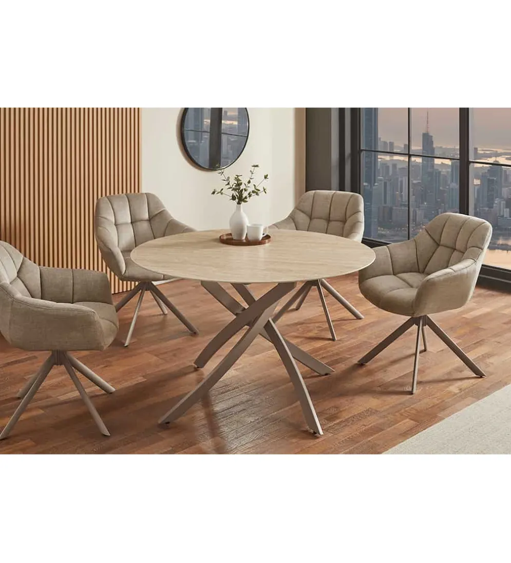 Stół ALPINE 120 cm ceramika w optyce trawertynu