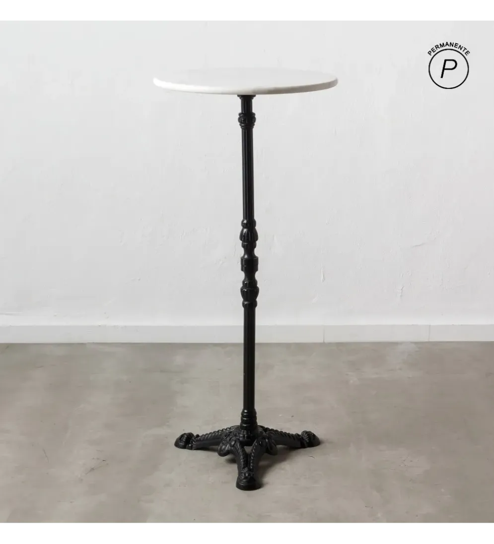 Stół AUESON 110 cm czarny blat w optyce marmuru