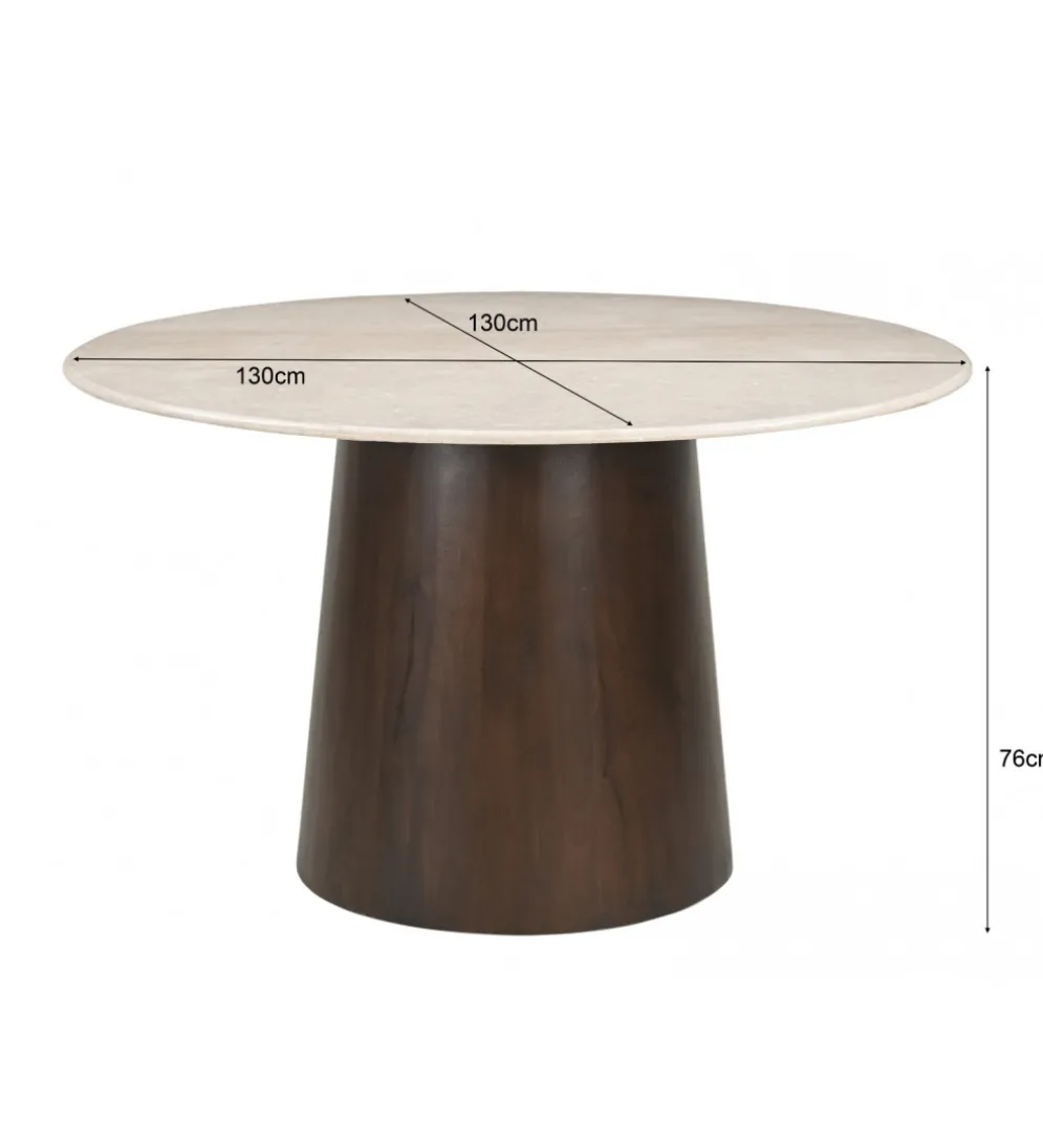 Stół Brix Bottecino 130 cm Marmur Drewno mango
