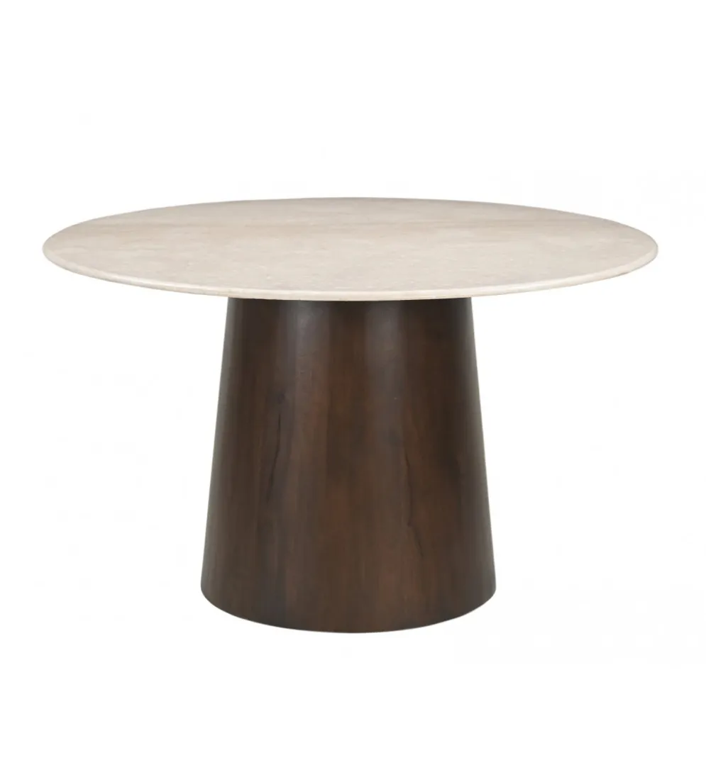 Stół Brix Bottecino 130 cm Marmur Drewno mango